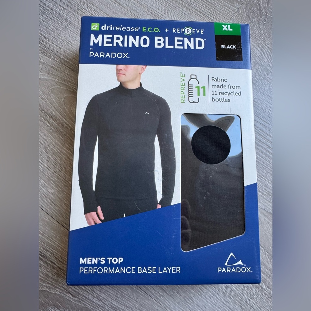 Paradox drirelease E.C.O + Repreve Merino Blend performance base layer size XL